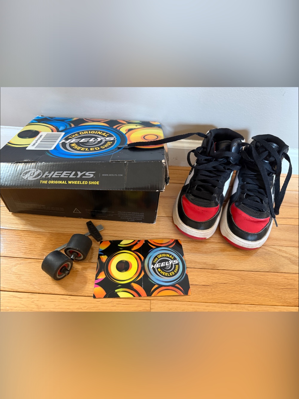 Heelys Kids Black and Red High-Top Sneaker with Removable Wheel Kit